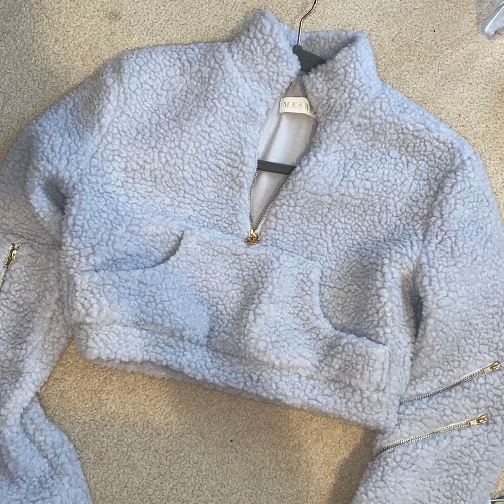 Meshki cropped teddy sweater